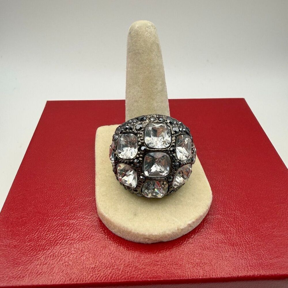 Kenneth Jay Lane Manhattanite GUNMETAL Ring Size 9 NEW